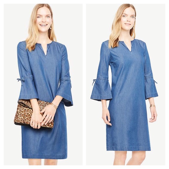 Ann Taylor Dresses & Skirts - Ann Taylor Blue Chambray Bell Sleeve Size 2 left❗️